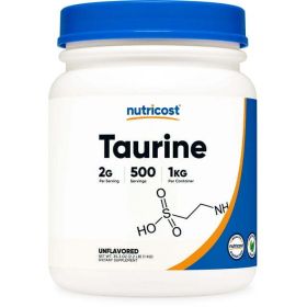 Nutricost Taurine Powder 1KG, 500 Servings - Non GMO, Supplement